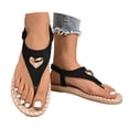 thumbnail image 3 of Womens Toe Ring Flat Sandals Comfortable Flip Flops T Strap Footbed Sandals Ankle Strap Summer Beach Shoes, 3 of 9