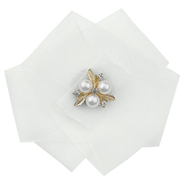 INSPIRE CHIC Broches de malla con flores para mujeres con cuentas para camisas blancas
