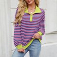 thumbnail image 4 of biudgviw Womens Fashion Sweatshirt Trendy V Neck Collared Printed Pullover Shirts Lounge Long Sleeve Oversized Sweatshirt, 4 of 6