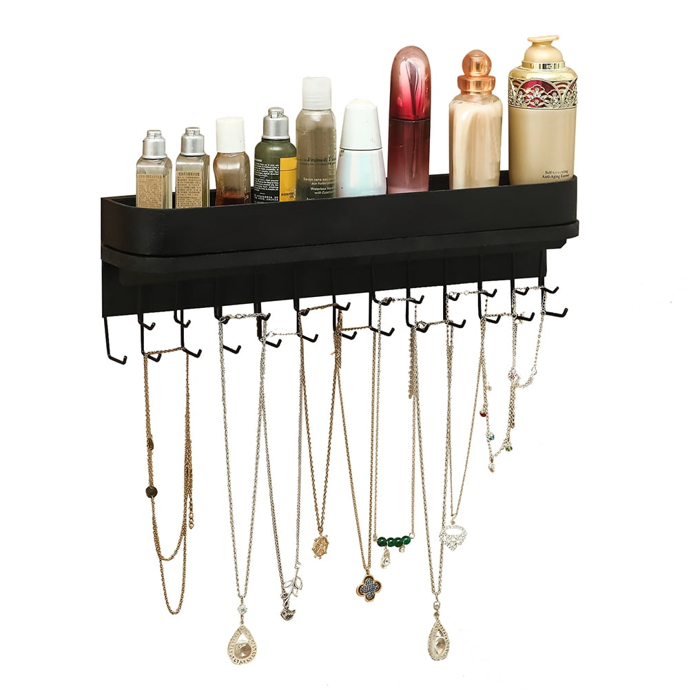 Kepooman Jewelry Organizer, Wall Mounted Rotating Jewelry Holder Hanging Storage Display With 25 Hooks for Necklaces Bracelet Earring Ring, Black Kepooman Jewelry Organizer, Wall Mounted Rotating Jewelry Holder Hanging Storage Display With 25 Hooks for Necklaces Bracelet Earring Ring, Black