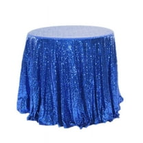 ERDOUY 47 Inch Round Metallic Sequin Tablecloth, Sparkly Glitter Table Cover Perfect for Birthday Parties & Weddings, Blue