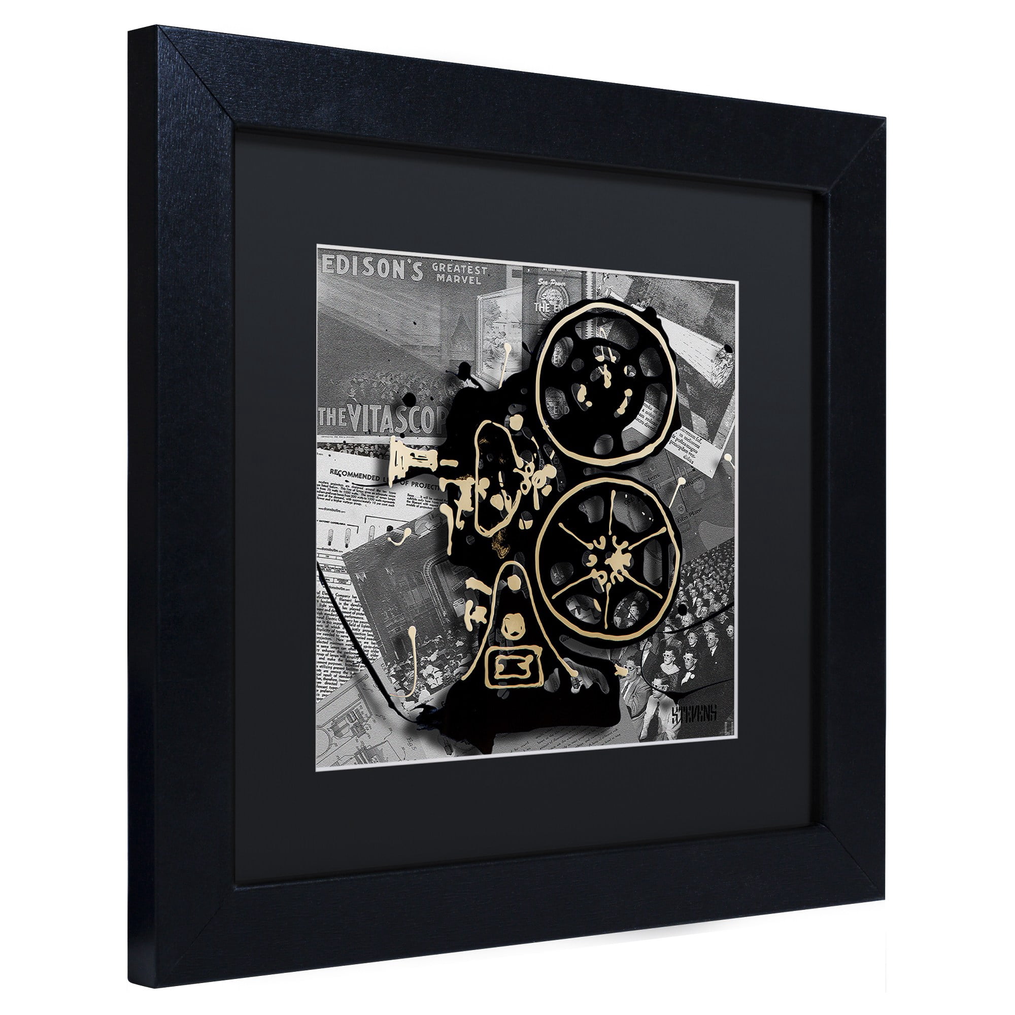 Trademark Fine Art "Movie Projector" Canvas Art by Roderick Stevens, Black Matte, Black Frame