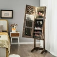 thumbnail image 4 of Costway LED Mirror Jewelry Cabinet Organizer Armoire Standing with Built-in 3 Color Light, 4 of 10