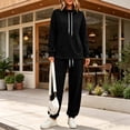 thumbnail image 2 of GaThRRgYP Cropped Windbreaker Jacket Women with Hood Women's Two-piece High Neck Sports Suit Long Sleeved Drawstring and Jogging Pants Casual with Pocket Set, 2 of 9