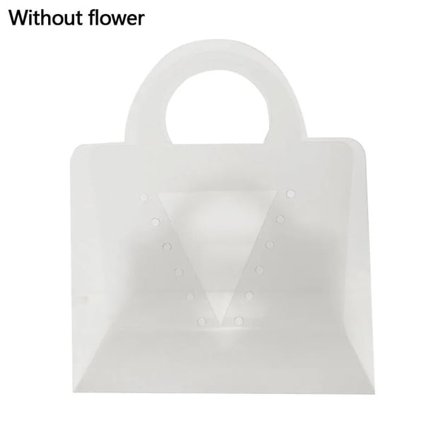 Caja de flores de rosas transparente con asa, bolsa de embalaje de flores portátil, bolso de mano contactor de regalo, caja de envoltura de rosas de boda, 5/3 piezas