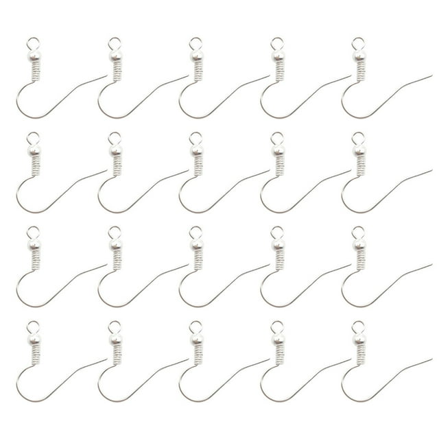 MasteelfCA 200 Pcs Accessoires de Boucles d'Oreilles Simples Sans Allergie Métal Ressort Perle Crochet pour Femmes Dames (Argent)