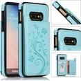 thumbnail image 3 of Phone Case for Samsung Galaxy S10e with Tempered Glass Screen Protector and Card Holder Wallet Cover Stand Flip Leather Cell Accessories Glaxay S 10e Gaxaly 10se Galaxies Se10 Cases Women Girl Green, 3 of 13