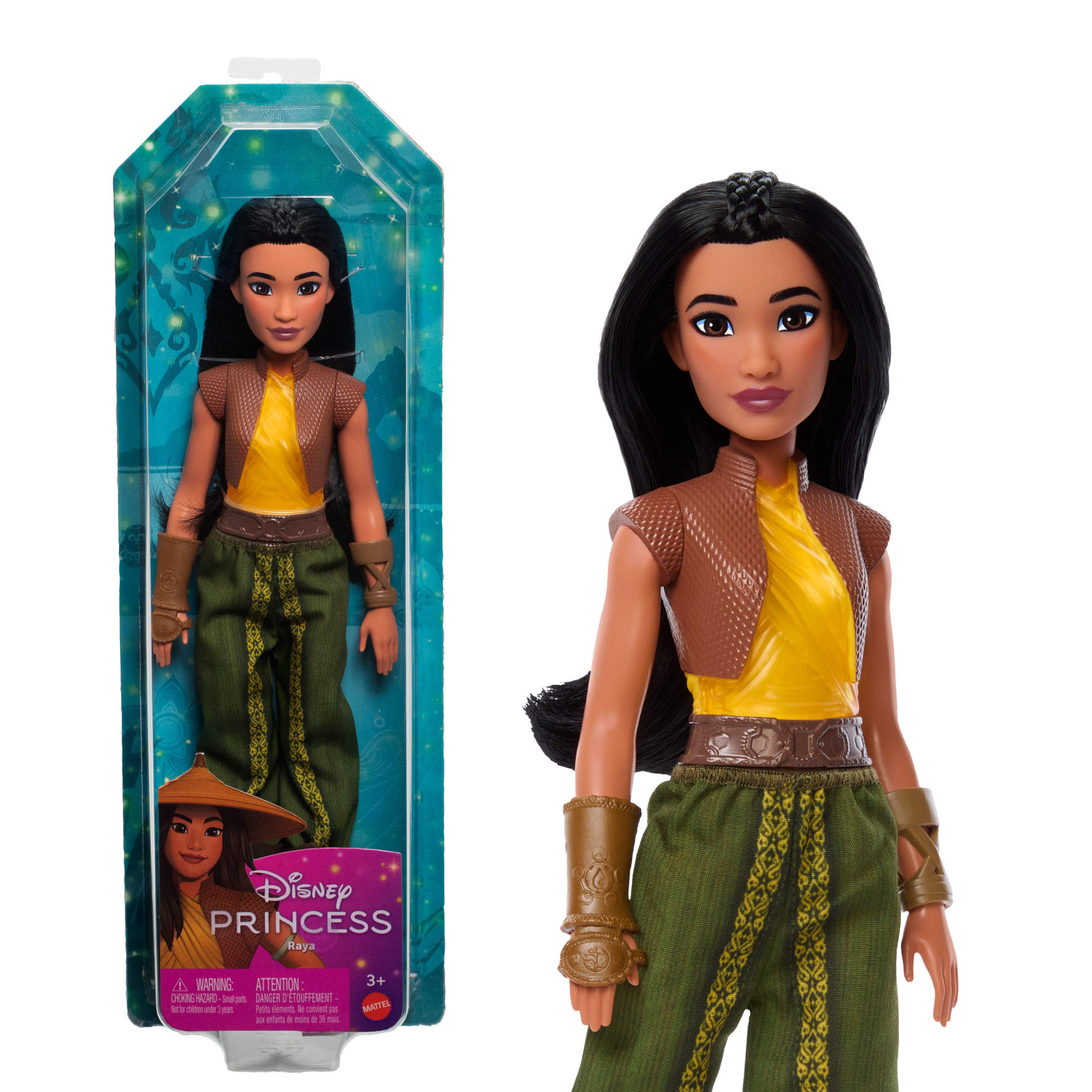 Disney Princess Raya Fashion Doll with Black Hair, Brown Eyes & Accessories, Sparkling Look