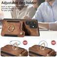 thumbnail image 2 of SaniMore for Samsung Galaxy S23 Ultra Wallet Case, [RFID Blocking] Elastic Card Slot Vehicle Magnetic PU Leather Ring Holder & Lanyard Stand Money Pocket Cover for Samsung S23 Ultra 5G, Brown, 2 of 12