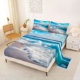 thumbnail image 2 of jejeloiu Serene Coastal Waves Bed Sheets,Blue Sky Beach Print Full Size Sheets For Boys,Turquoise Beige,4-Piece,1 Flat Sheet, 1 Fitted Sheet and 2 Pillowcases, 2 of 6