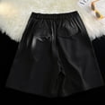 thumbnail image 4 of Shorts Men Solid Color Wide Leg Suit Shorts Insets Versatile Cropped Pants Black L, 4 of 6