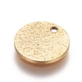 thumbnail image 2 of 100pcs Ion Plating(IP) 304 Stainless Steel Textured Pendants Flat Round Golden 10x1mm Hole: 1.2mm, 2 of 3