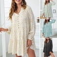 thumbnail image 3 of Vestido de mujer Irfora Vestido floral de mujer de manga larga con cuello en V Mini vestido suelto de vacaciones Irfora Vestido de mujer, 3 of 7