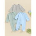 thumbnail image 3 of Bagilaanoe 3 Packs Newborn Footed Jumpsuit Baby Girls Boys Long Sleeve One-pieces 3M 6M Infant Romper Casual Clothing, 3 of 8