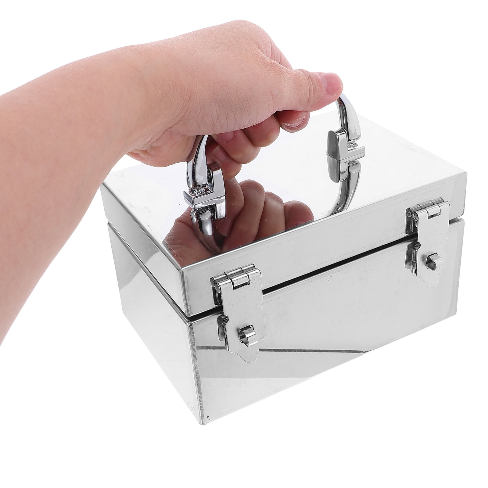 DEEPCRAFF Portable Stainless Steel Lock Box Key Lock, Fireproof Cash and Document Organizer for Home and Office