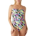 thumbnail image 1 of RELLECIGA Women's Tummy Control Swimwear Strapless One Piece Swimsuit Ruched Padded Bathing Suits, 1 of 5