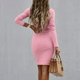 thumbnail image 4 of biudgviw Bodycon Dresses for Women Ribbed Knit Slim Half Buttons Midi Dress Fall Fashion Long Sleeve Short Dress, 4 of 7
