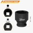 thumbnail image 2 of Uxcell 6 Point Impact Socket 29mm Metric Socket 1/2" Square Drive 1.65" (42mm) Long Phosphated Cr-Mo Steel Spindle Axle Hex Nut Sockets, Black, 2 of 7
