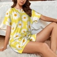 thumbnail image 6 of Bixox Women's Daisies Flowers Printed Pajama Set 2 Piece Lounge Set Top and Shorts Soft Pajamas, Shorts with Pockets, 6 of 7
