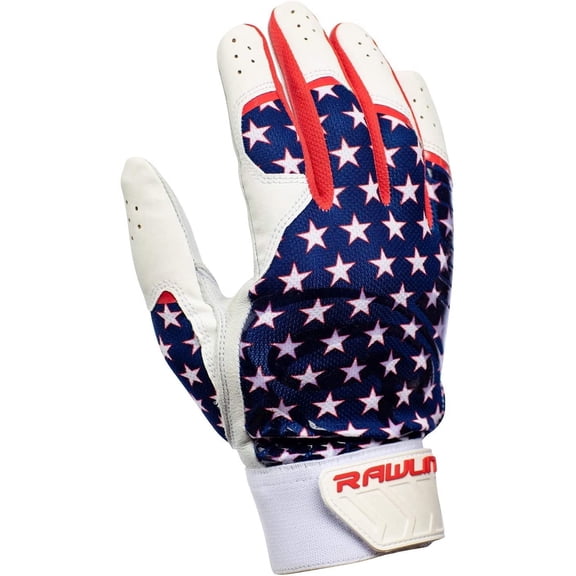 Rawlings X Guardian Baseball 5150 Batting Gloves American Flag Stars, Unisex, Adult, White Red Blue