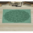 thumbnail image 1 of Oriental Decorative Rug, Abstract Round Mandala Designed with Flower Leaves and Stems Elements, Quality Carpet for Bedroom Dorm and Living Room, 6 Sizes, Sea Green, by Ambesonne, 1 of 1