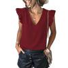 thumbnail image 1 of Débardeurs pour Femmes Athletic Works Mode Décontractée Été Sans Manches à Volants Col en V Blouse, 1 of 9