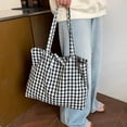 thumbnail image 3 of SPEKSEE Gingham Tote Bag Vintage Shoulder Tote Lightweight Shoulder Bag Gingham Large Capacity Handbag, 3 of 7