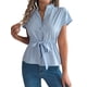 thumbnail image 2 of Blusas de Mujer con Botones, Blusas Casuales de Verano, Camisas Elegantes de para el Trabajo, Azul L, 2 of 8