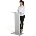 thumbnail image 5 of M&T Displays Tempered Clear Glass Podium with Aluminum Front Panel Silver Aluminum Body and Base 43.9 Inch Height Floor Standing Lectern Pulpit Desk, 5 of 8