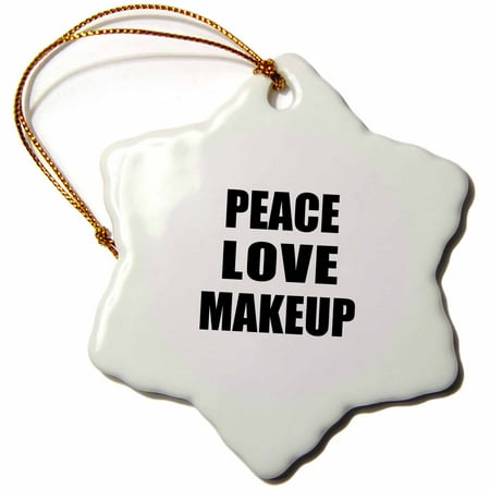 Snowflake Gift 3dRose Peace Love and Makeup. Things that make me happy - make-up artist gift - Snowflake Ornament, 3-inch ()