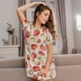 thumbnail image 3 of Vsdgher Motif Fraises Chemise de Nuit à Manches Courtes Col Rond Mignonne Robe de Nuit Confortable, 3 of 6