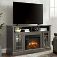 thumbnail image 2 of UHOMEPRO Classic TV Stand with 23" Fireplace Insert and Remote, Entertainment Center with Open and Closed Storage Space, Classic TV Cabinet for TVs Up to 65", Dark Walnut, 2 of 10