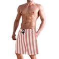 thumbnail image 2 of Dailycode Men's Quick Dry Swim Trunks Beach Shorts Casual Summer Board Shorts with Pockets, Pinkish Red and White Stripes, 2 of 8
