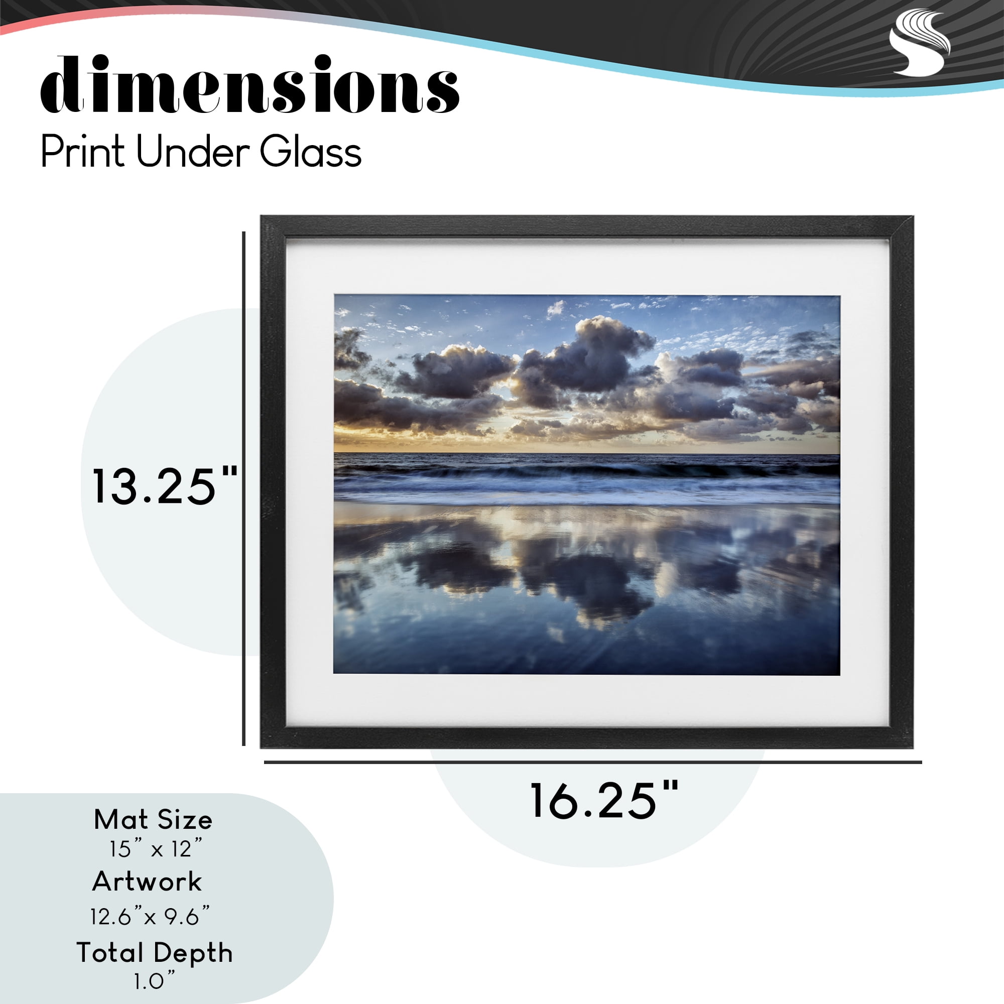 Stupell Industries Reflective Clouds Seascape Black Framed Print Under Glass, design by Superstock Partners LLC
