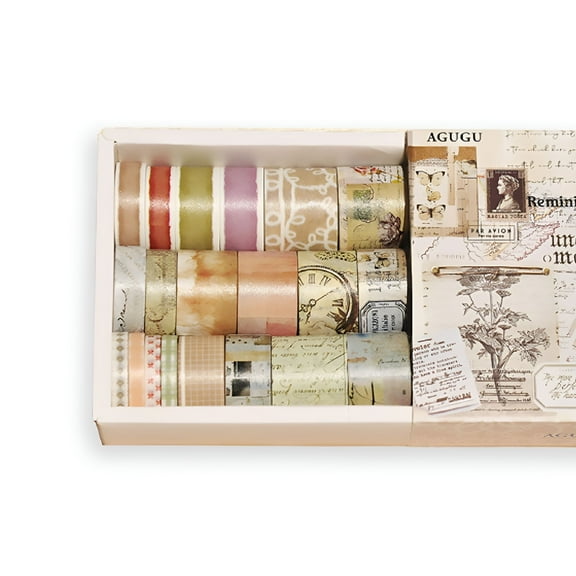 CCOCC 20 Rolls Vintage Tape Set,Masking Tape for Scrapbook Supplies,Junk Journal,Bullet Journal,Planner,DIY Decor,Craft