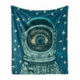 thumbnail image 1 of Astronaut Soft Flannel Fleece Throw Blanket, Amazed Astronaut Giant Surprised Eye Stars Wonders of the Universe, Cozy Plush for Indoor and Outdoor Use, 50" x 70", Dark Blue Teal, by Ambesonne, 1 of 6