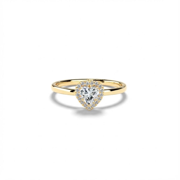 14k Yellow Gold Plated 1.00 CT Heart Shape Moissanite Halo Engagement Ring for Women