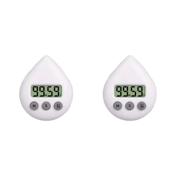Naiovety Water Drop Sucker Digital Timer Study Cronómetro Display Pantalla grande Manual Despertador Cocina Tienda Hogar Regalo Blanco Blanco 2Conjunto