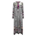 thumbnail image 4 of Robe Bohème pour Femmes Grande Taille à Col en V Imprimé, à Lacets, à Manches Longues, Robe Maxi de Soirée, 4 of 6