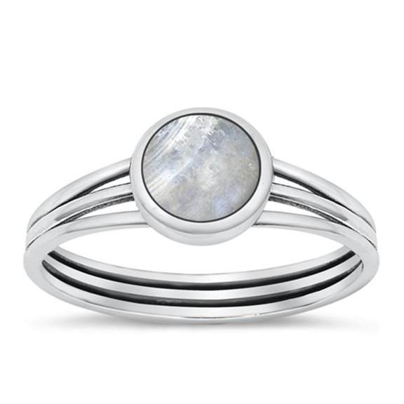 CHOOSE YOUR COLOR Moonstone Triple Band Ring .925 Sterling Silver Band White CZ Female Size 10