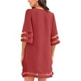 thumbnail image 3 of PENGXIANG Robe Décontractée à Fermeture Éclair pour Femmes Grande Taille Col en V Manches Courtes Robe en Jean Faux Denim, 3 of 6