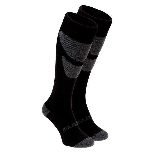 Iguana - Calcetines de Esquí Predo para Hombre (Negro, Gris Oscuro)