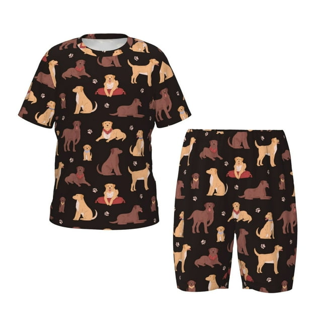 Cauagu Labrador Retriever Chien pour Enfants Ensemble de Pyjamas à Manches Courtes, Ensemble d'Été pour Enfants Col Rond Pjs Ensemble 2 Pcs Parfait pour Petits Garçons Filles-3x-Grand
