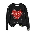 thumbnail image 4 of Womens Cat Paw Heart Sweatshirts for Valentine's Day Oversized Crewneck Raglan Shirt Pullover Tops, 4 of 4