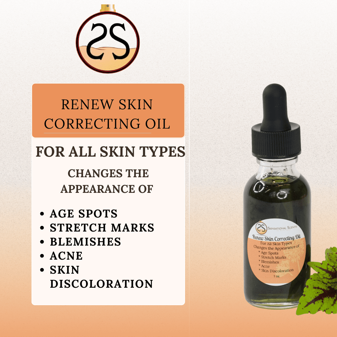 Skinsational Scents: Renew Skin Moisturizing Correcting Oil for Acne, Age Spots, Sensitive, Oily and Pigmented Skin