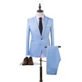 thumbnail image 1 of Men Business Formal Suit Set Slim Fit Wedding Blazer Pants 2 Piece, 1 of 2