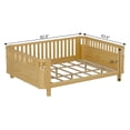 thumbnail image 3 of Queen Size Wood Platform Bed with Safety Rails, Low Profile Queen Bed Frame with Headboard and Footboard, Natural Wooden Bed, Easy Assembly, 3 of 18