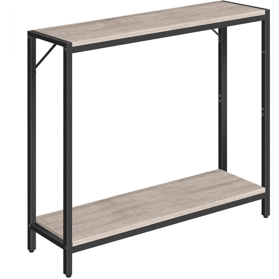 MAHANCRIS 30" Narrow Console Table, 2-Tier Small Entryway Table with Shelf, Thin Sofa Table with Shelves, Behind Couch Table for Living Room, Hallway, Foyer, Corridor, Greige and Black CTHG27601