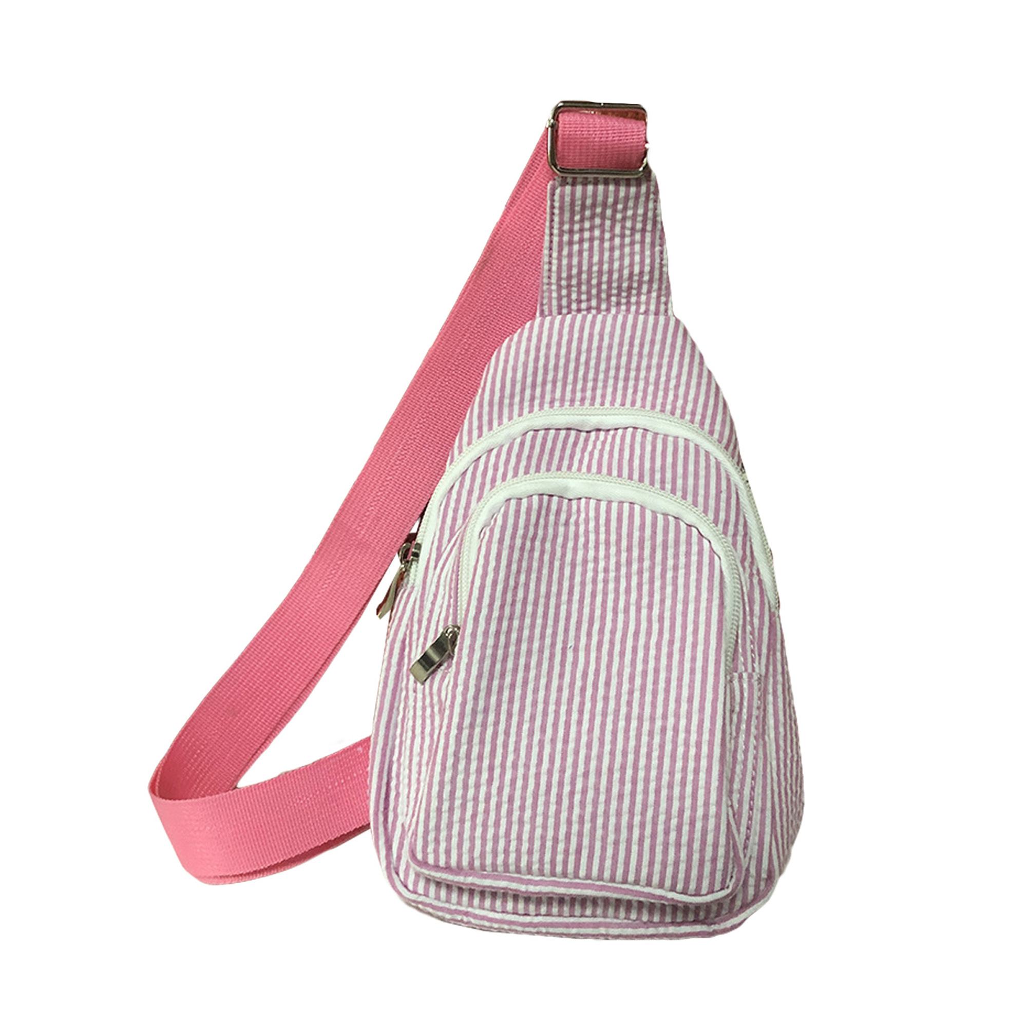 Women Sling Backpack, Zipper Closure Striped Crossbody Chest Pack for