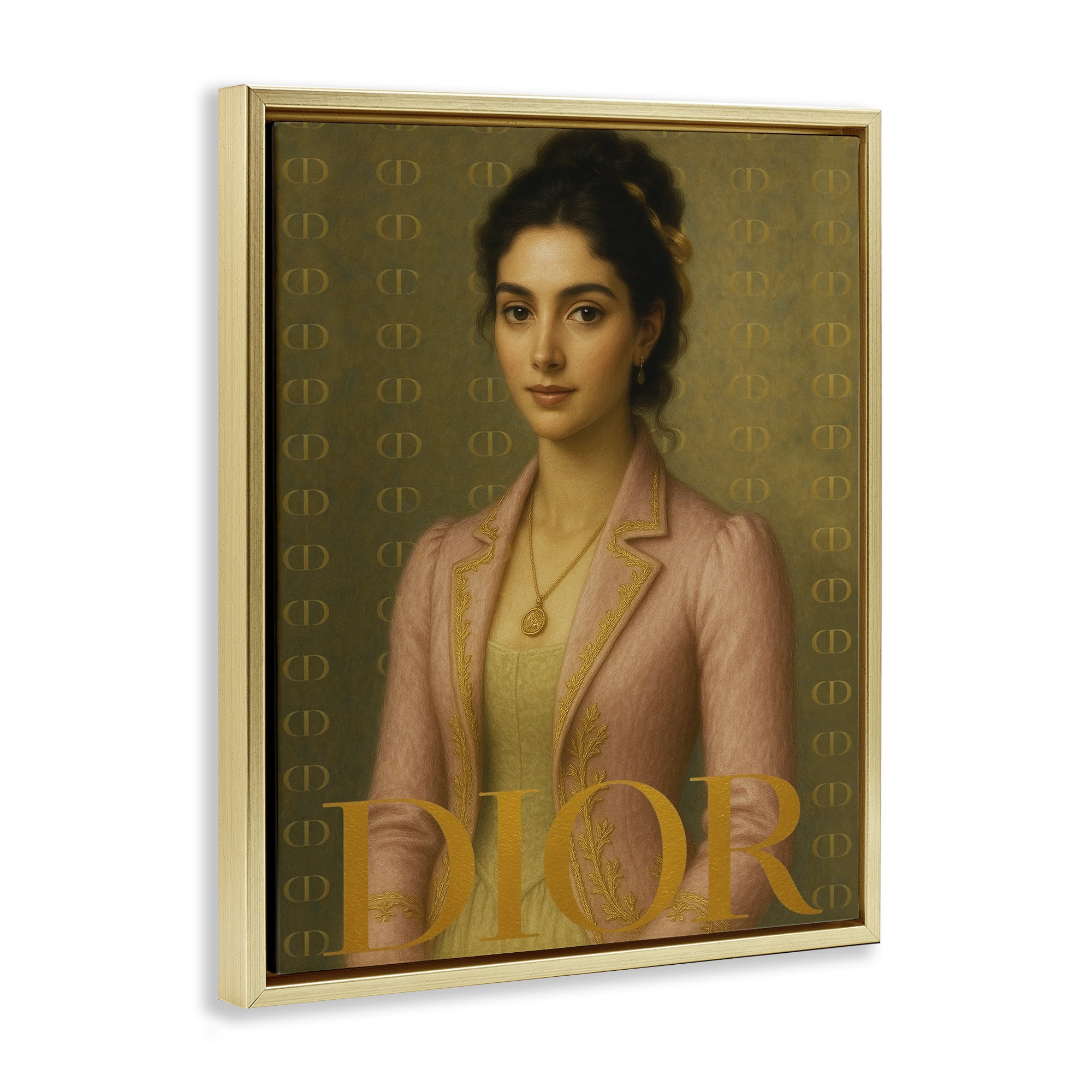Stupell Industries Iconic Gentlewoman Fashion Gold Framed Floater Canvas Wall Art, design by Grotto Studios